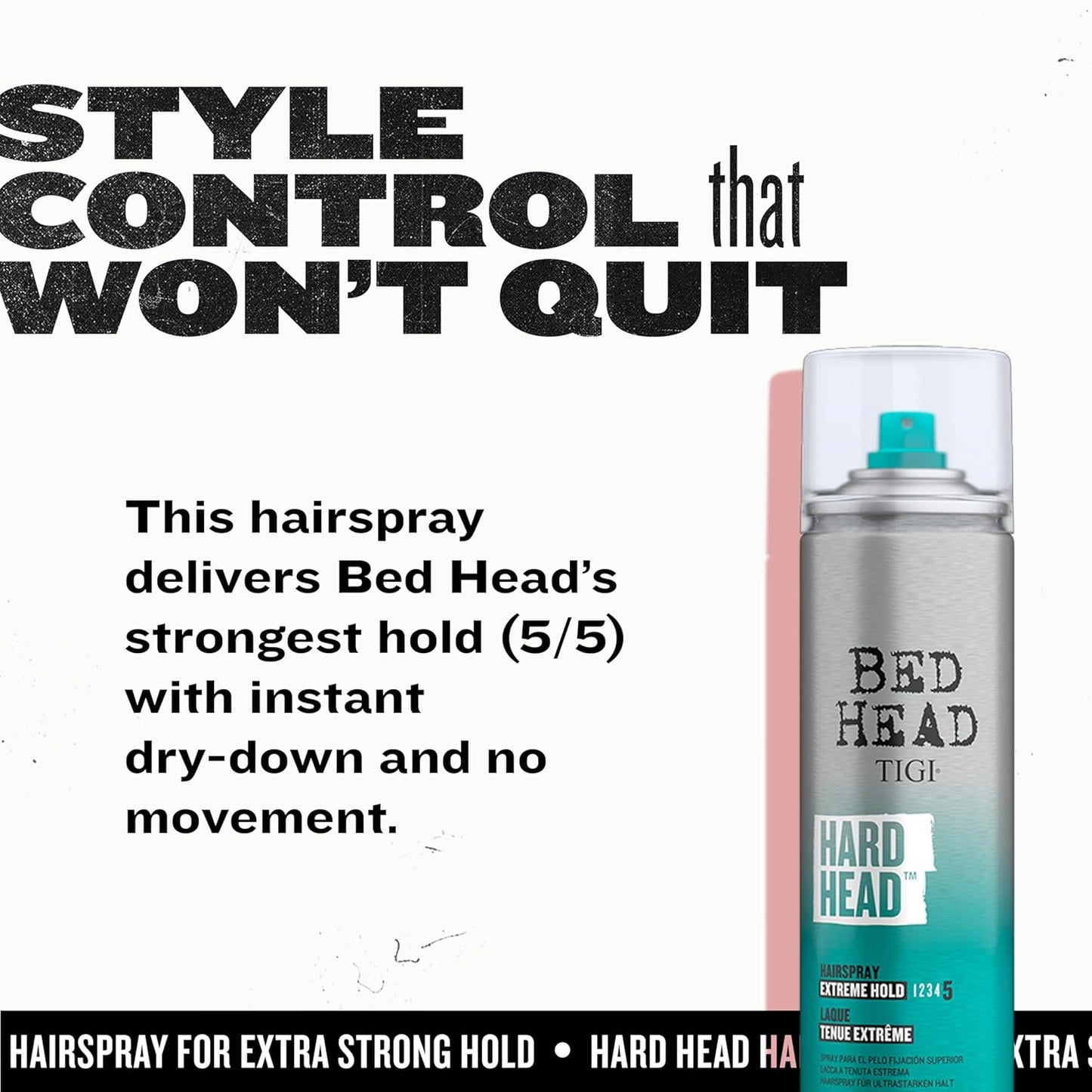 TIGI Bed Head Hard Head Hair Spray - Extra Strong Hold for All Hair Types | 11.7 oz