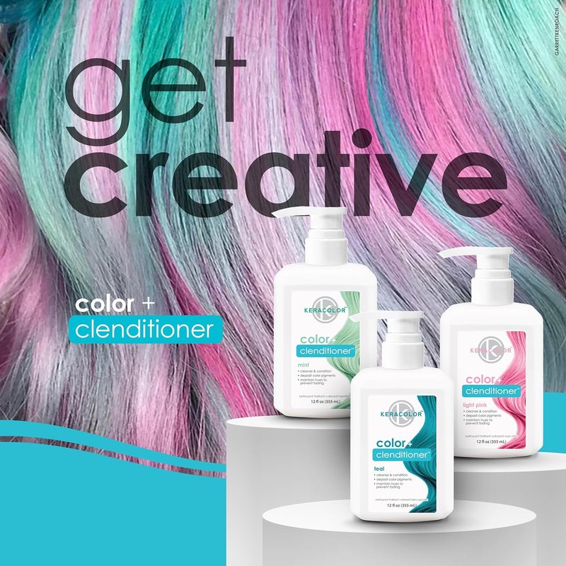 Keracolor Color + Clenditioner - 3-in-1 Color-Depositing Conditioner | Semi-Permanent Hair Color, 12 Fl Oz, 23 Shades