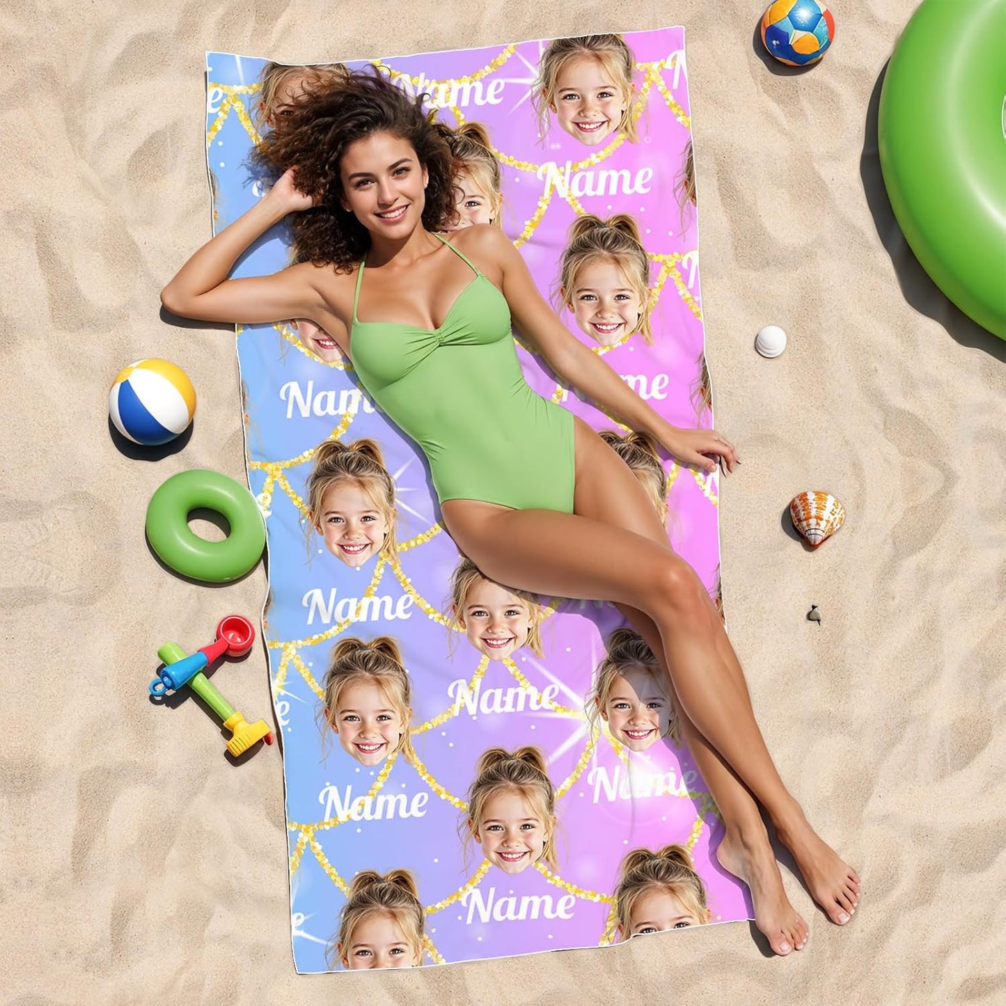 Personalized Beach Towels for Kids | Quick Dry Microfiber, Custom Photo/Text, 40"x70" Size