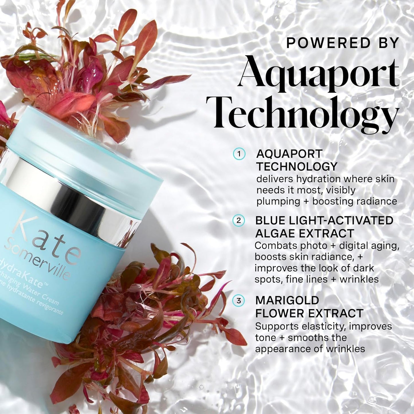 Kate Somerville HydraKate Recharging Water Cream - Hydrating Facial Moisturizer for Dry, Tired Skin | 1.7 Fl Oz