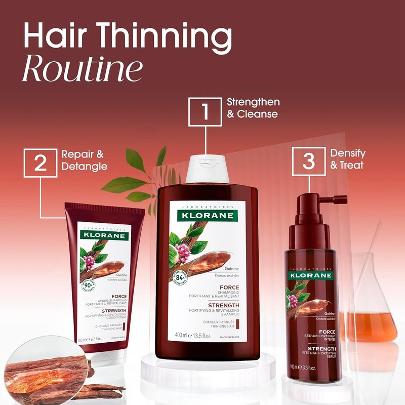Klorane Intense Strengthening Serum - Natural Hair Thinning Solution for Thicker, Stronger Hair - 3.3 fl. oz.