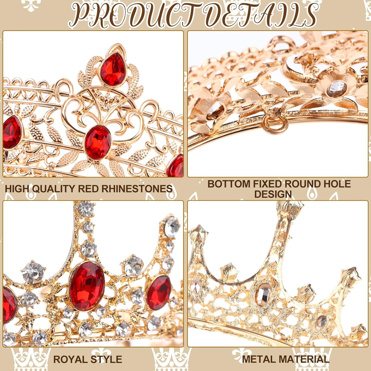 Prom King and Queen Crown Set - Royal Red Rhinestone Crowns for Men & Women | Perfect for Weddings & Parties