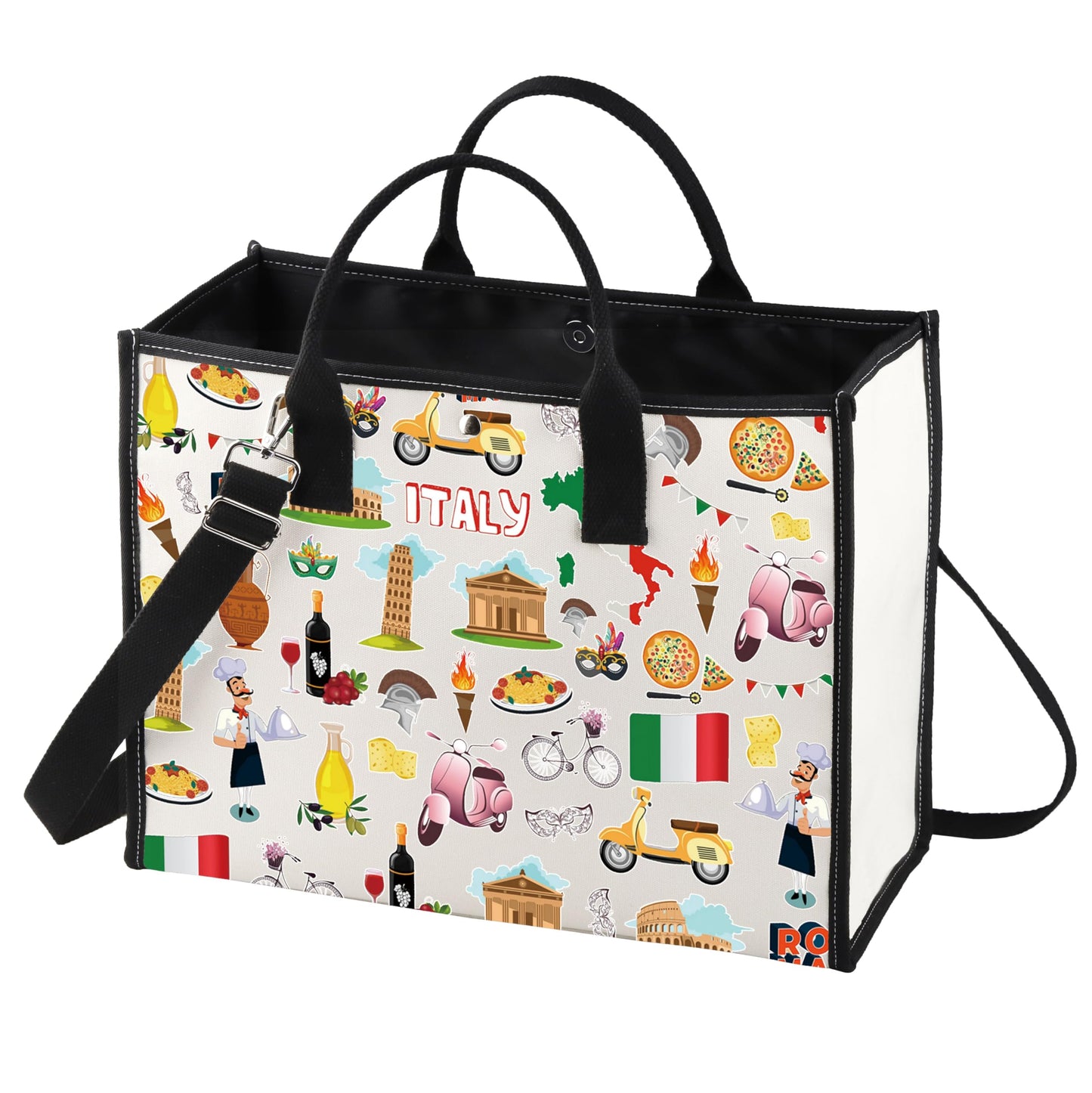 LEVLO Italy Travel Pouch Bag Rome Souvenir Gift Pisa Tower Colosseum Venice Carnival Zipper Pouch Bag Italy Trip Gift (Italy LT)
