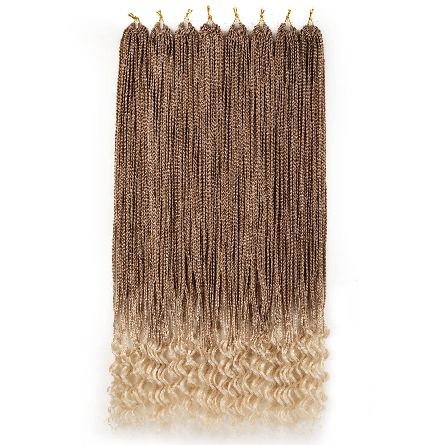 Phosphe 144 Strands Goddess Crochet Box Braids with Curly Ends 30 Inch Pre Looped Box Braids Crochet Hair 8 Packs Curly Crochet Braids for Black Women