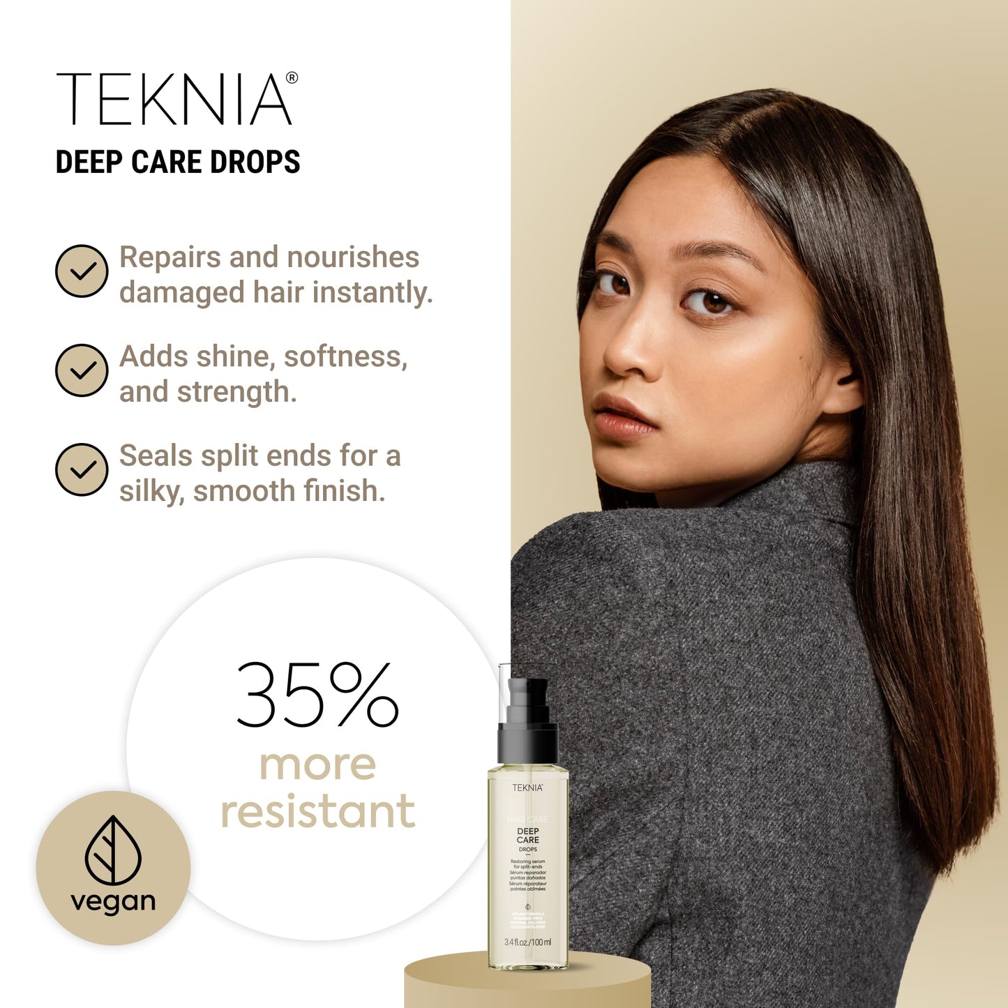 Lakmé Teknia Deep Care Hair Drops, Repairing Hair Serum for Damage, Split End Serum, 3.5 Fl Oz