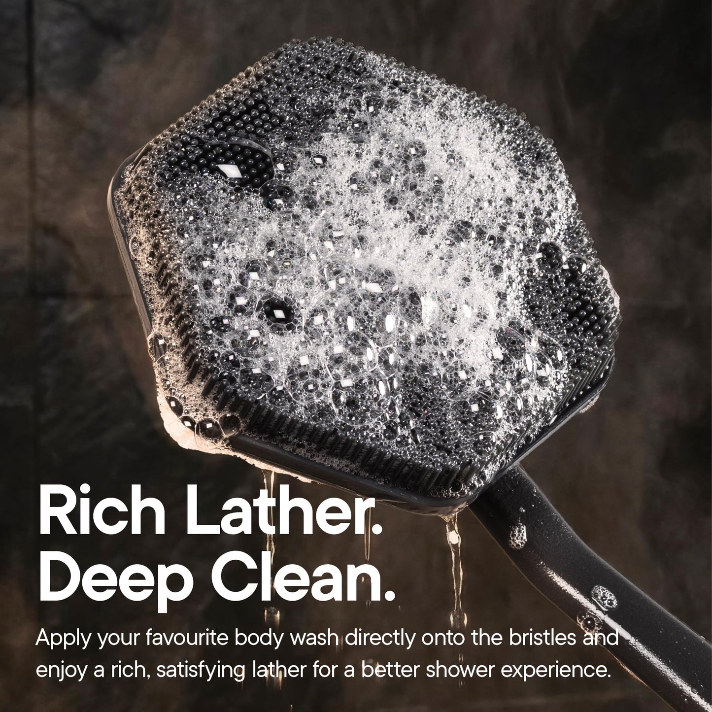 TOOLETRIES Silicone Back Scrubber for Shower, Bath Brush - Charcoal