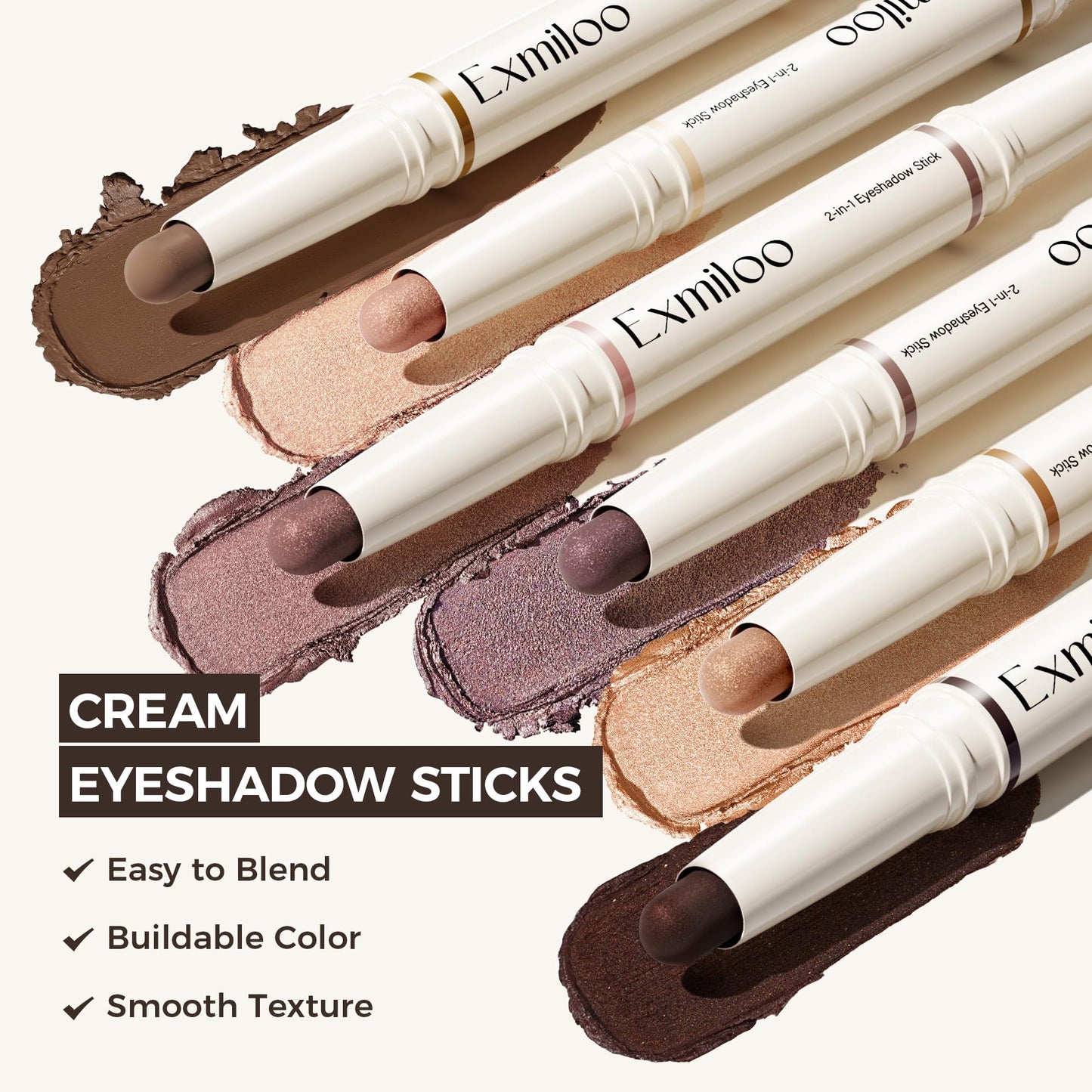 exmiloo Cream Eyeshadow Stick, Taupe Matte & Rose Gold Shimmer Duo