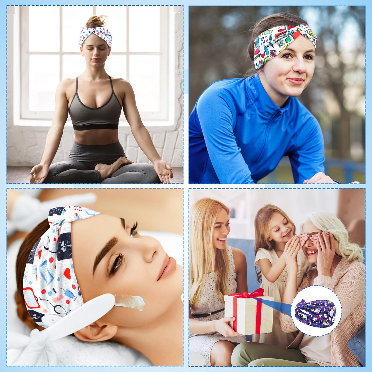 Jexine 20 Pcs Nurse Headbands for Women Non-slip Nursing Headbands with Buttons for Mask CNA Accessories Ear Protection Elastic Wide Hairband Sweatband Head Wrap Medical Nursing Essential
