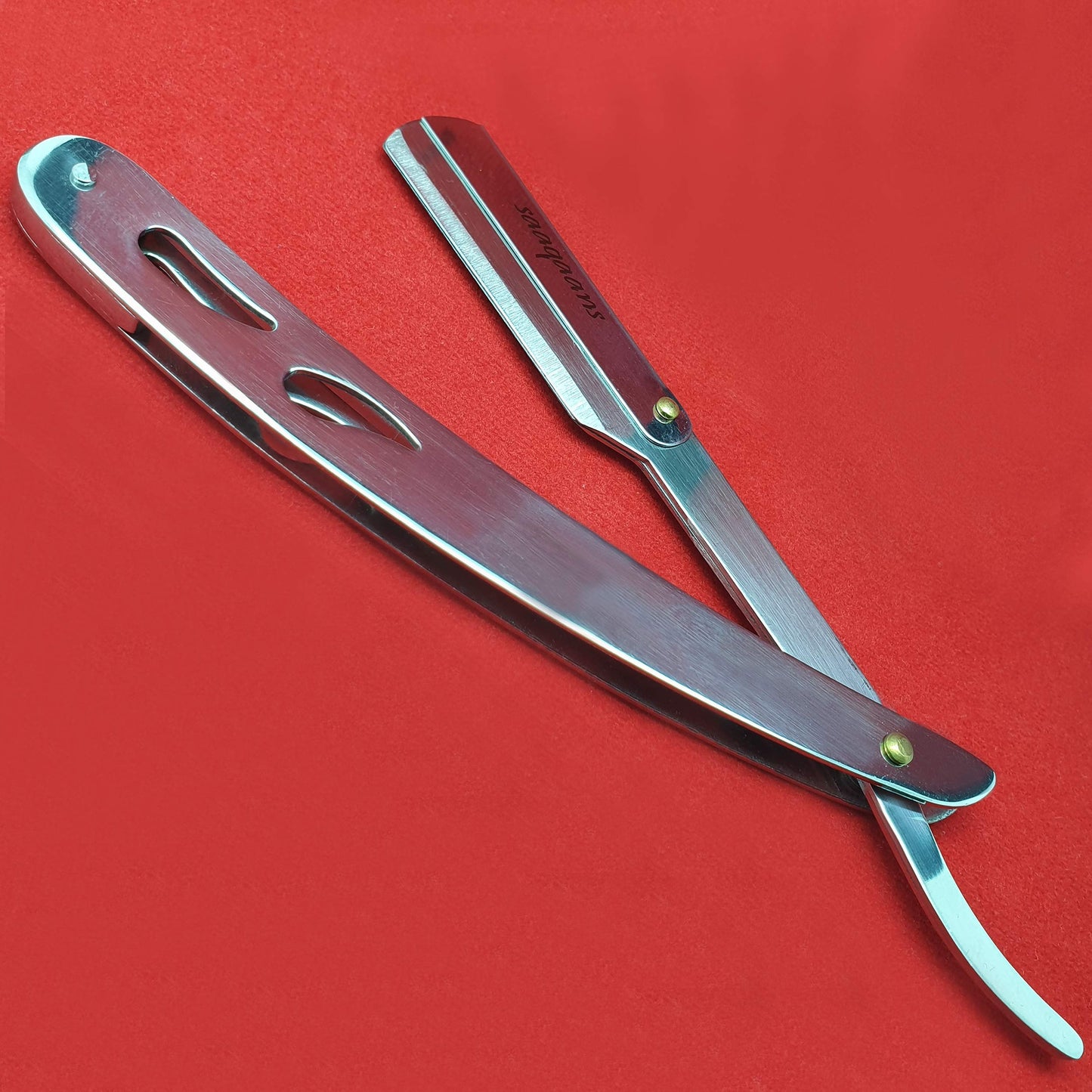 Saaqaans MSS-02 Professional Hair Cutting Scissors Set - Package Includes Barber Scissor, Thinning Shear, Straight Razor, 10 x Double Edge Blades & Hair Comb in Stylish Scissors Case (Silver USA)