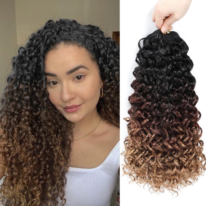 Naniciar Gogo Curl Crochet Hair 18 Inch 7 Packs Curly Crochet Hair for Black Women, Deep Wave Crochet Hair Beach Curl Synthetic Braiding Hair Extensions(18Inch 1B/30/27)