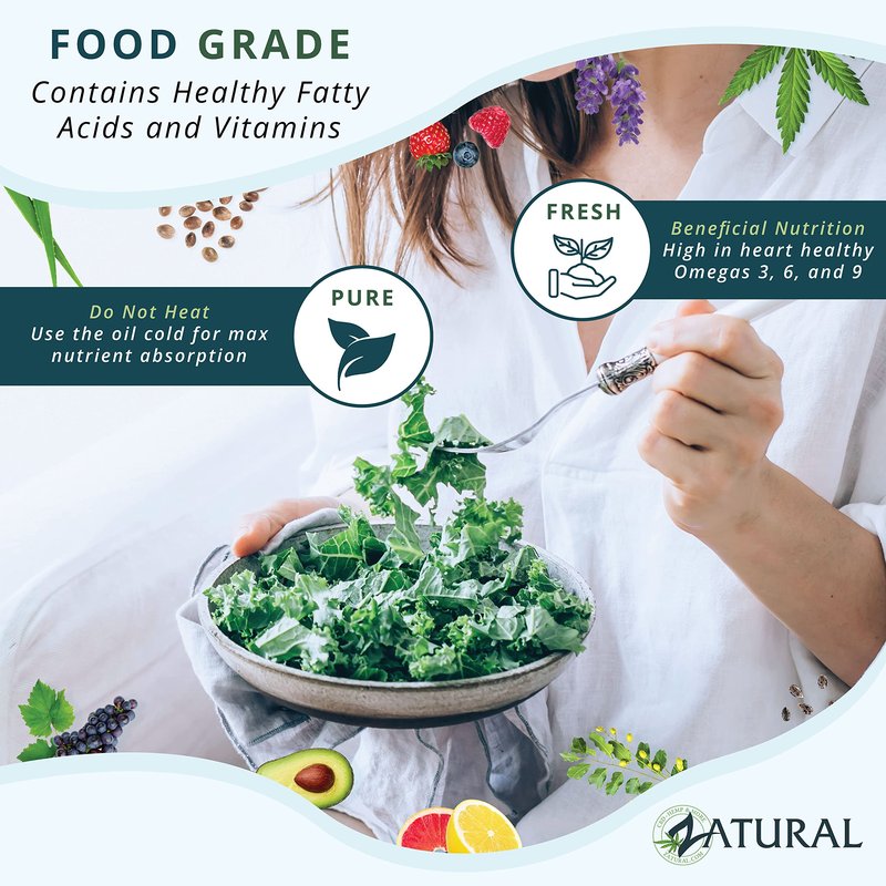 Zatural 100% Pure Cold Pressed Grapeseed Oil – Naturally Grown Virgin, High Smoke Point 450°F+, Non-GMO, Perfect for Cooking Frying Baking, Dressings Marinades & Skincare Hair (32 Fl oz)