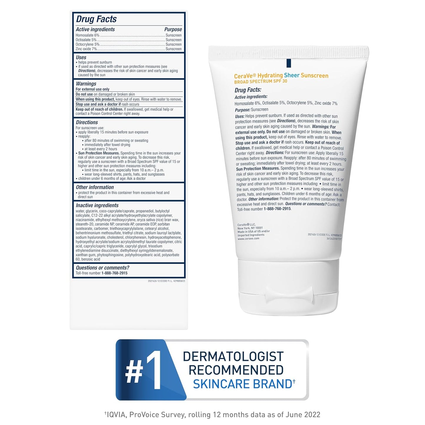 CeraVe Hydrating Sheer Sunscreen SPF 30 - Mineral & Chemical Formula with Zinc Oxide | 3 Ounces, Paraben-Free