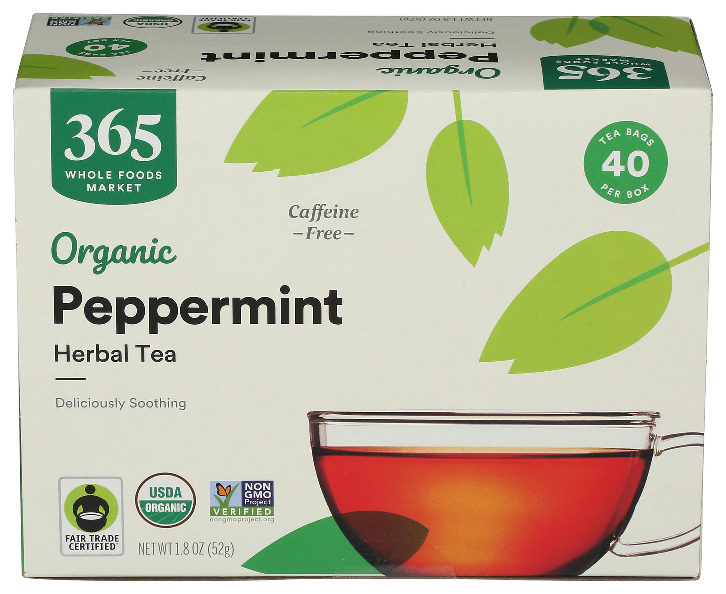 365 by Whole Foods Market, Organic Peppermint Tea (40 Bags), 1.9 Ounce (pack of 12)