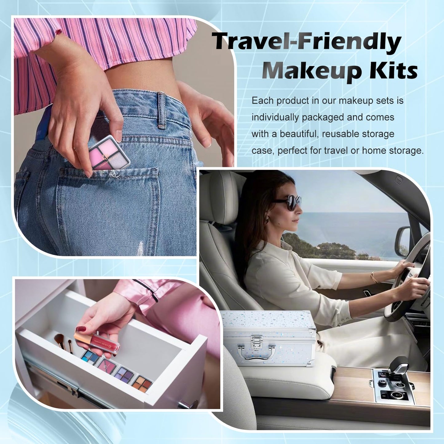 Color Nymph Makeup Kit for Teen Girls Beginner, All in One Makeup Kit for Girls with Train Case Includes Eyeshadow, Blush, Highlighter, Bronzer, Contour, Lipsticks, Eyeliner, Brushes & Mirror - White