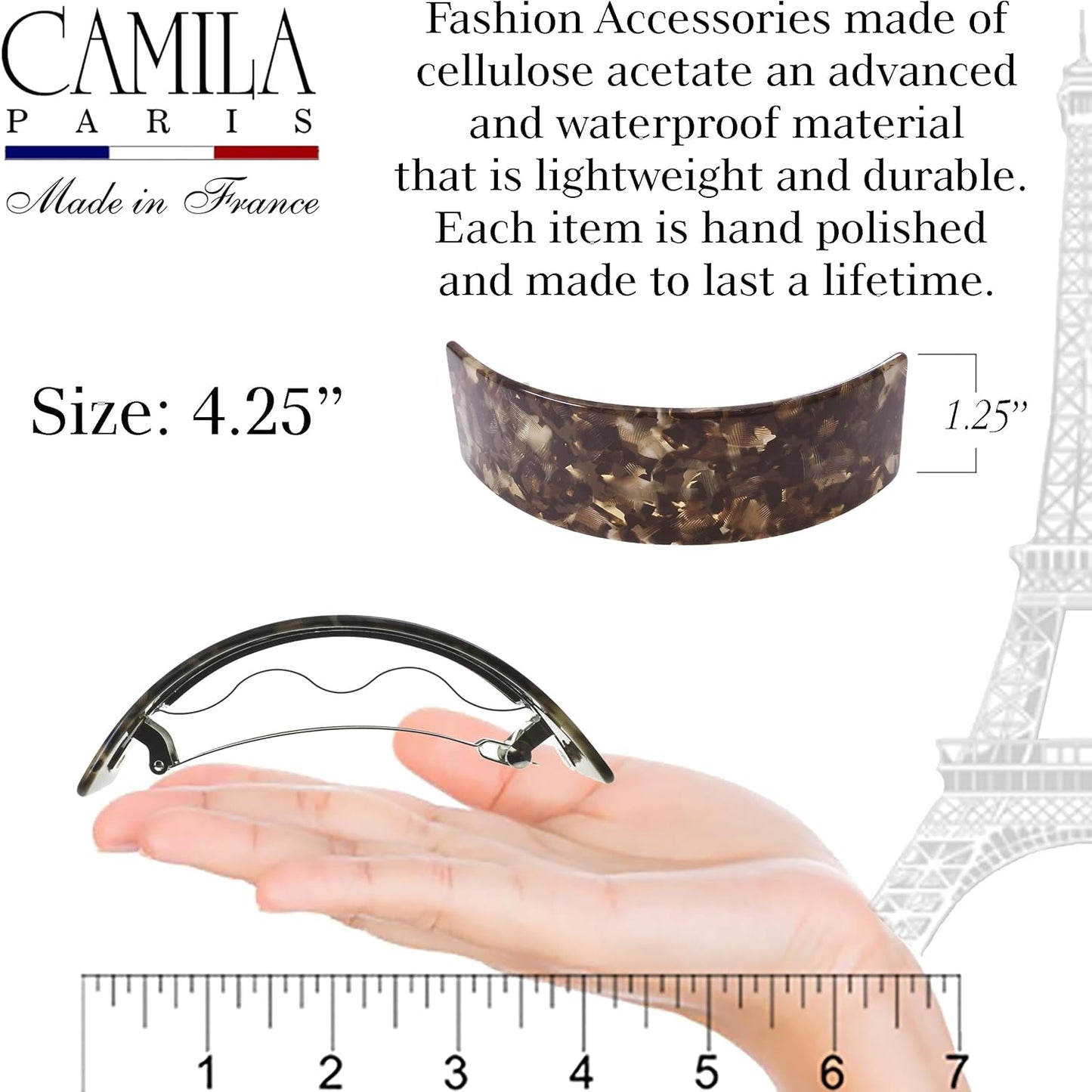 French Hair Barrette Clip - Strong Hold for Thick Curly Wavy Hair | Handmade in France