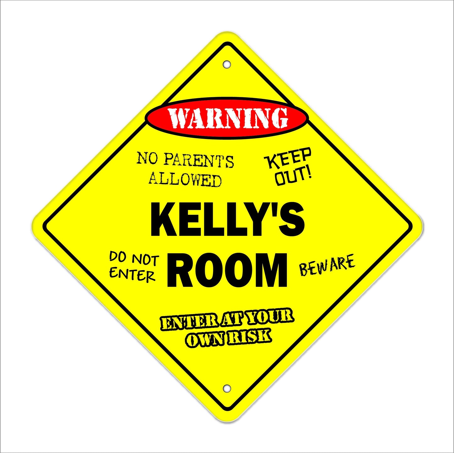 Kelly's Room Sign Crossing Zone Xing | Indoor/Outdoor | 12" Tall Kids Bedroom Decor Door Children's Name boy Girl