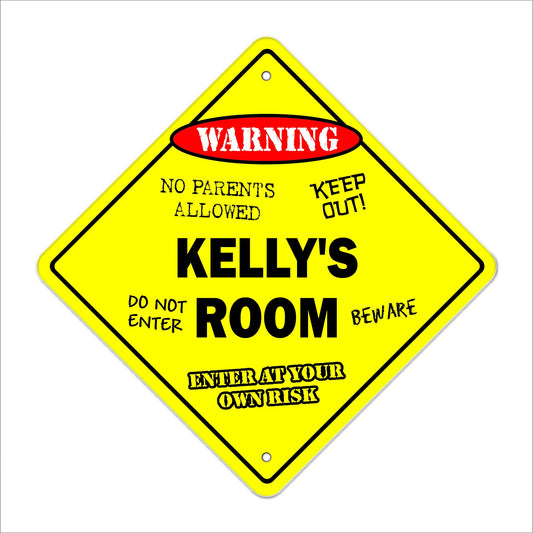 Kelly's Room Sign Crossing Zone Xing | Indoor/Outdoor | 12" Tall Kids Bedroom Decor Door Children's Name boy Girl