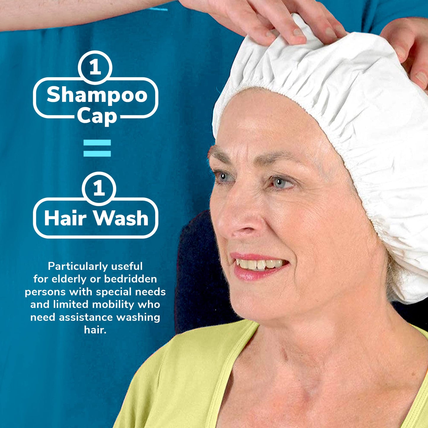 New Road Health Supply Rinse-Free Shampoo Cap, No Water Needed, Cleans and Conditions Hair, pH Balanced & Hypoallergenic, Waterless Shampoo Cap for Adults, Elderly & Caregivers, 12 Pack