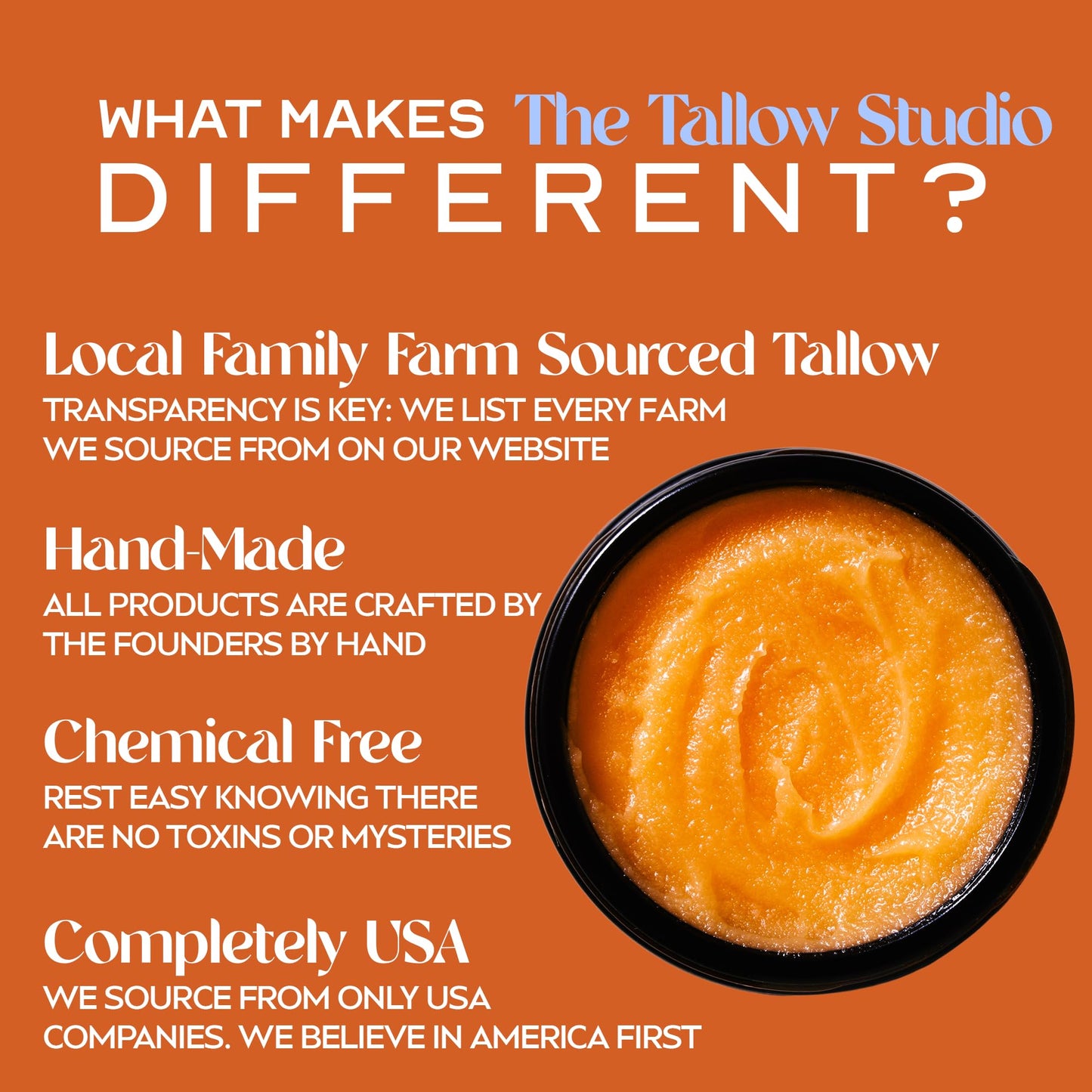 The Tallow Studio Antioxidant Tallow Face Balm for Dry & Sensitive Skin — Grass Fed Beef Tallow Face Moisturizer with Cacay Oil, Frankincense & Astaxanthin — Deeply Hydrating, Chemical Free — 1 oz
