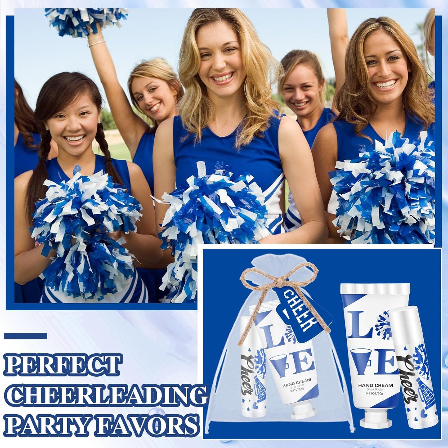 Cheer Lip Balm & Hand Cream Set - 144 Pcs Party Favors | Includes 36 Lip Balms, 36 Hand Creams, Bags & Cards