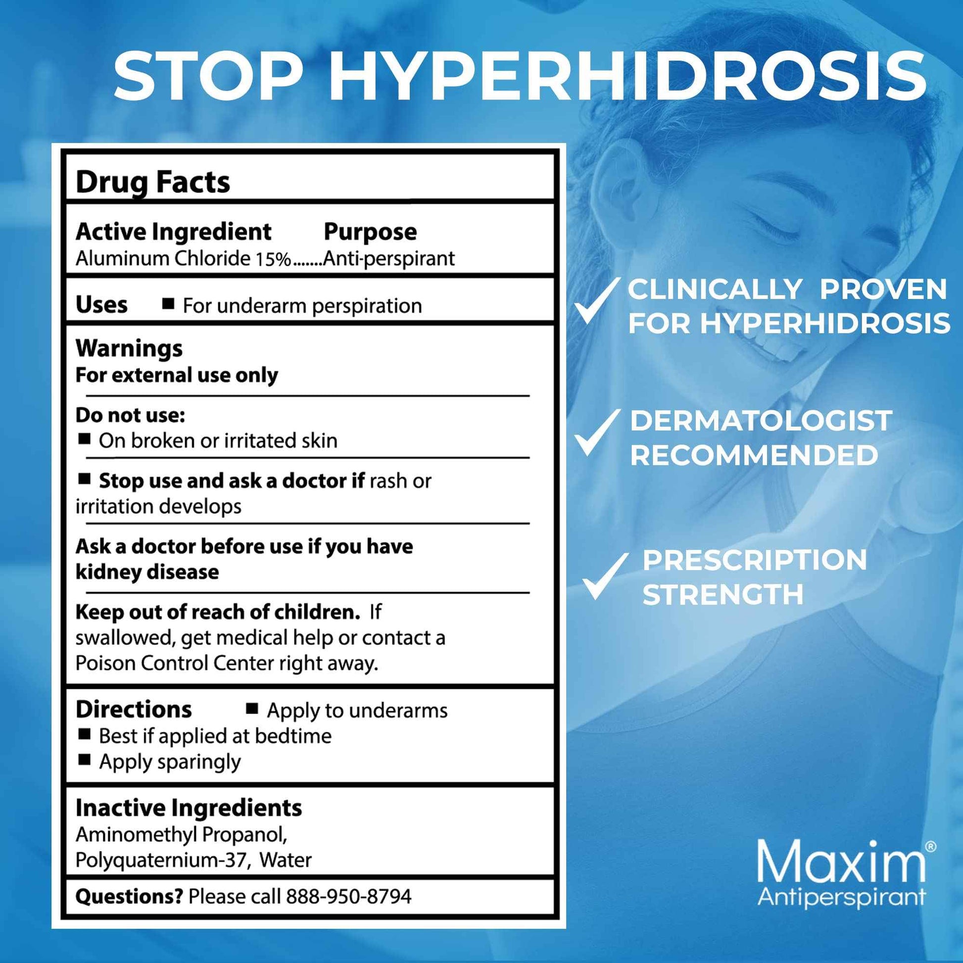 Maxim® Clinical Strength Antiperspirant for Hyperhidrosis Excessive Sweating – Stops Sweat Up to 48 Hours Per Use – Antiperspirant for Men and Women Certain to Keep you Dri