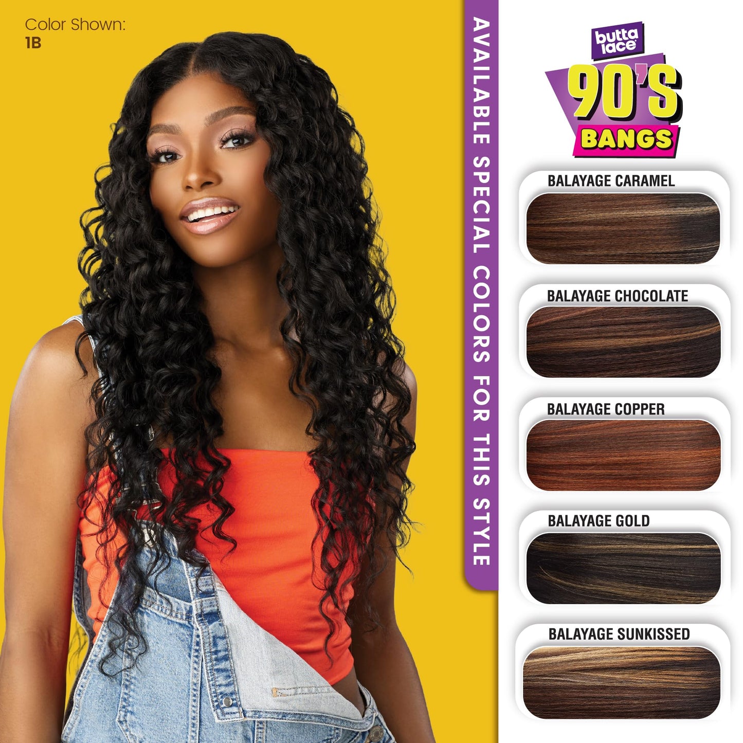 Sensationnel Butta Lace 90Sbangs Wigs - Unit 916 Glueless Wide Deep Center Part Synthetic Preplucked Hairline (BALAYAGECOPPER)
