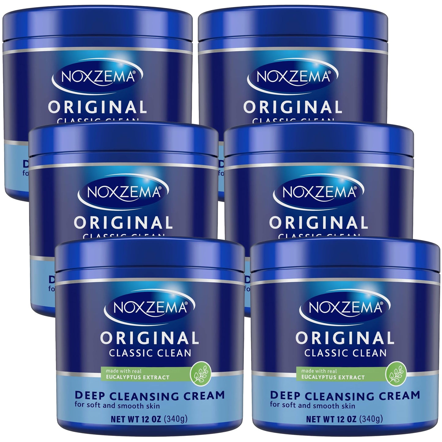 Noxzema Face Wash, Large Jar 6-Pack – Original Deep Cleansing Cream, Face Cleanser, 12 Oz Ea