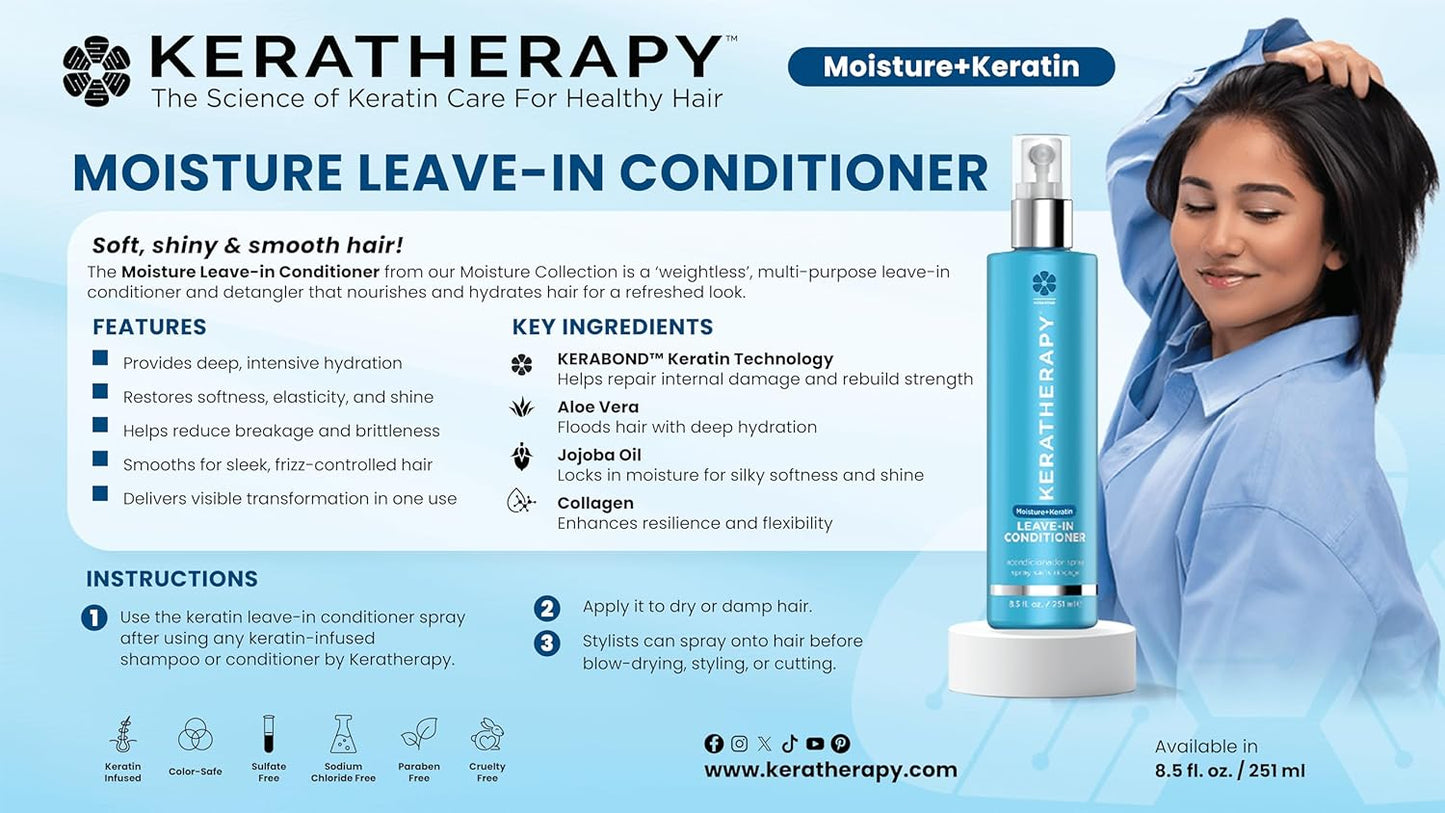 Keratherapy Leave-In Conditioner Spray - Hydrating Keratin Infused Formula with Jojoba Oil | 8.5 fl. oz.