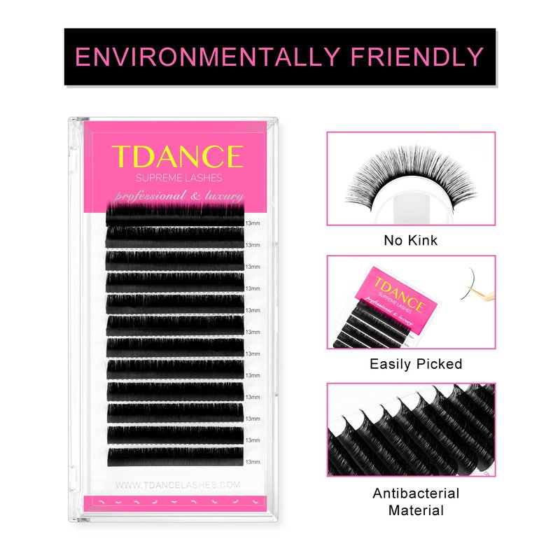 TDANCE Lash Extension Matte Black Eyelash Extension C CC D DD J B L Curl Volume & Classic Lash Extensions 0.03-0.18mm Thickness Professional Salon Use(0.18-CC,19 mm)