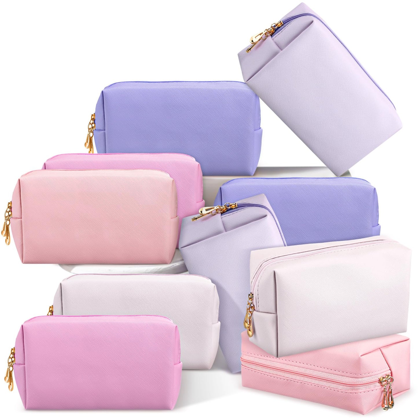 Kigeli Aesthetic Makeup Bags PU Leather Cosmetic Pouches Waterproof Plain Toiletry Bags Makeup Pouches Bulk for Women Party Gift Travel Storage Organizer (Pink Purple,7.1 x 2.8 x 4.3 in)