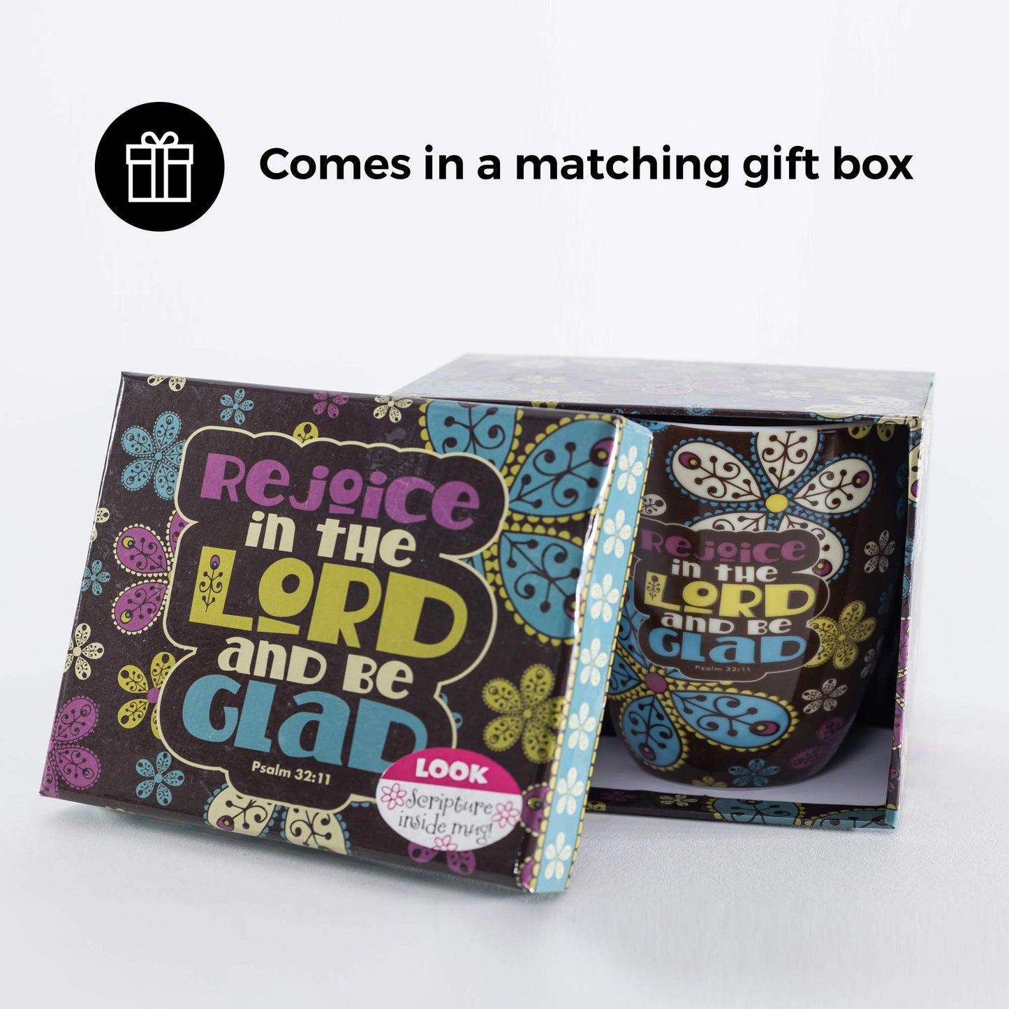 Divinity Boutique 22184 Boxed Mugs, Paisley Flowers, 12 ounce