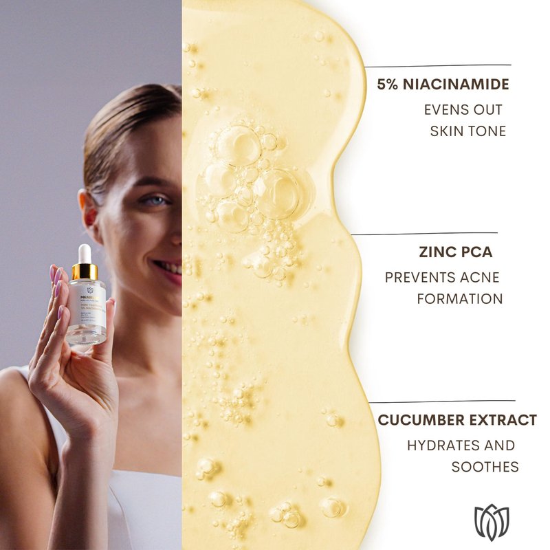 Niacinamide 5% Face Serum with Zinc PCA, Witch Hazel & Cucumber – Pore Tightening & Oil Control Serum for Oily Skin | Sebum Balance & Skin Barrier Repair | Daily Facial Serum | 1.01 fl. oz (30 mL)