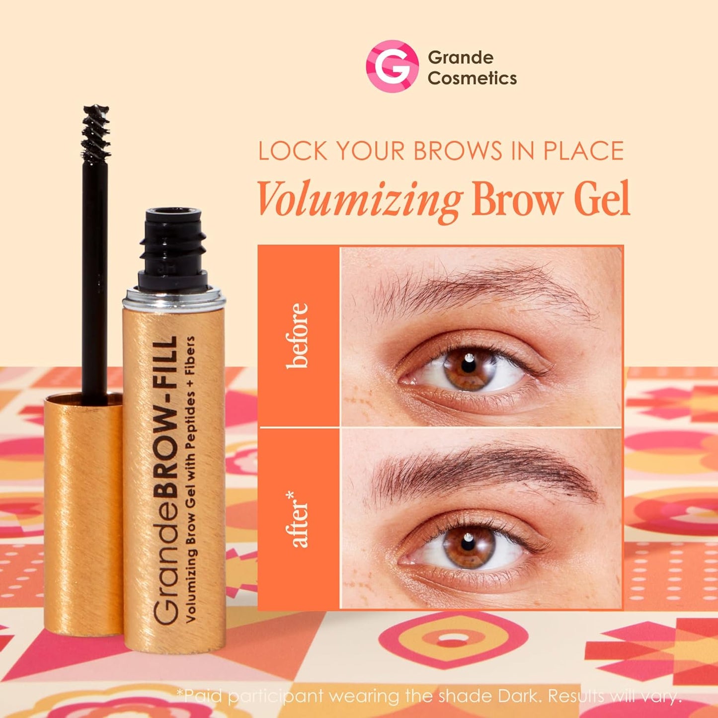 Grande Cosmetics Brow Gel - Volumizing Tinted or Clear Eyebrow Mascara for Soft Flexible Hold | Water Resistant