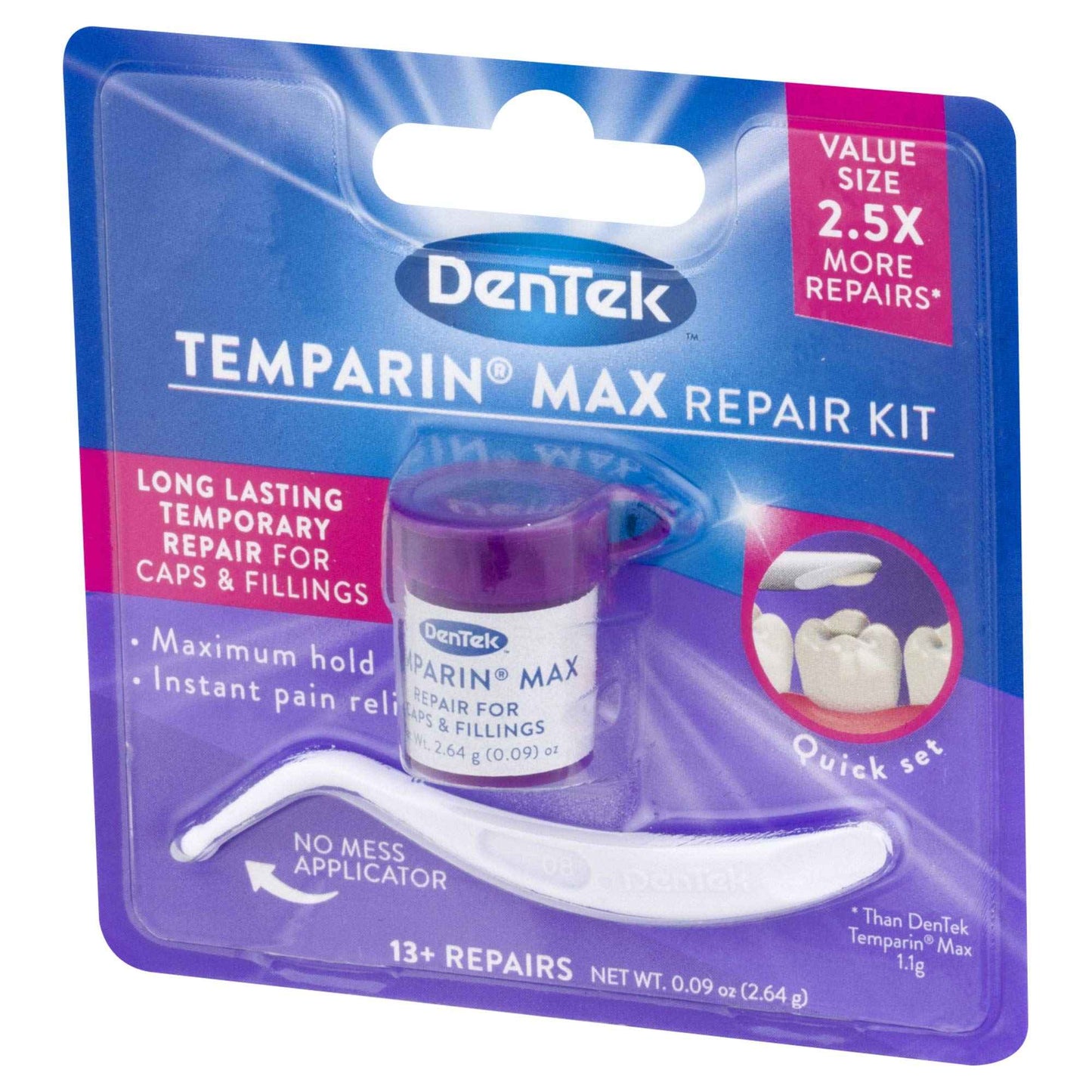 Dentek Temparin Max Repair Kit for Caps, Crowns, Fillings 0.09 oz | Pack of 3