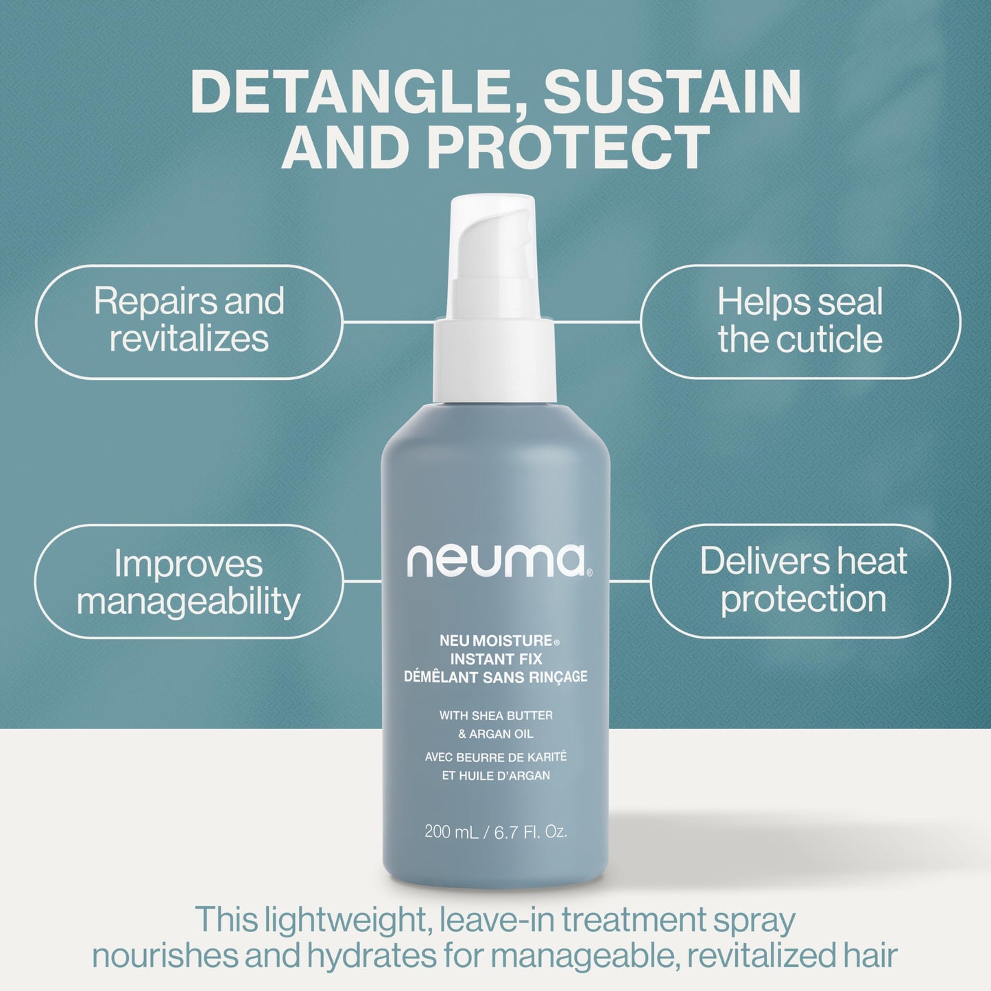 Neuma Neu Moisture Leave-In Hair Treatment Spray | Detangling Spray With Heat Protection | Nourishing Hydration With Shea Butter & Argan Oil For All Types of Hairs