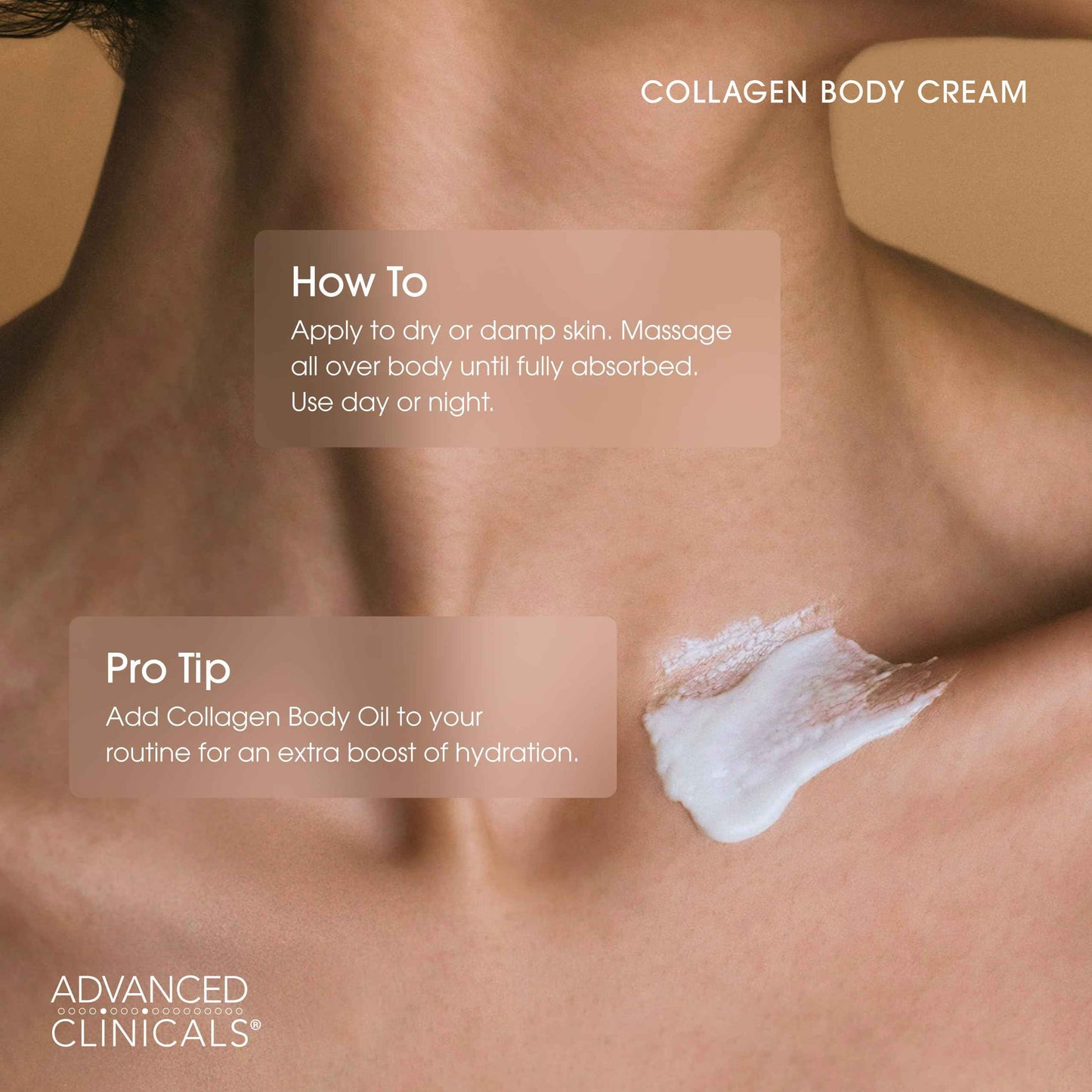 Advanced Clinicals Collagen Cream Body Lotion & Face Moisturizer W/Vitamin E | Skincare Collagen Lotion For Women, Men, Hand, & Neck Improves Look Of Crepe Skin & Uneven Dry Skin, 16Oz + Travel Size