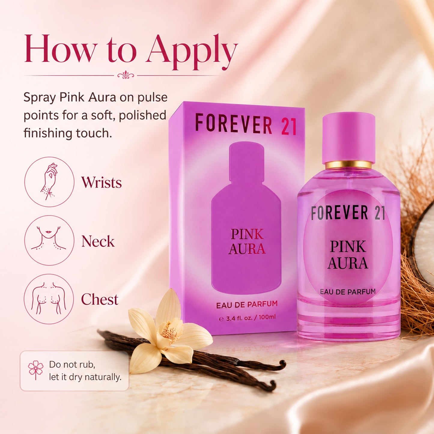 Pink Aura Eau de Parfum 3.4 fl. oz. for Her, by Forever 21