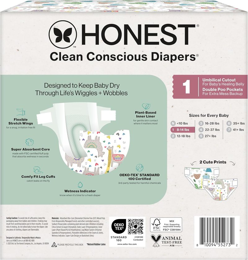 Comfort Dry Disposable Daytime Diapers for Sensitive Skin | Hypoallergenic, 78 Count (Size 1, 8-14 lbs)