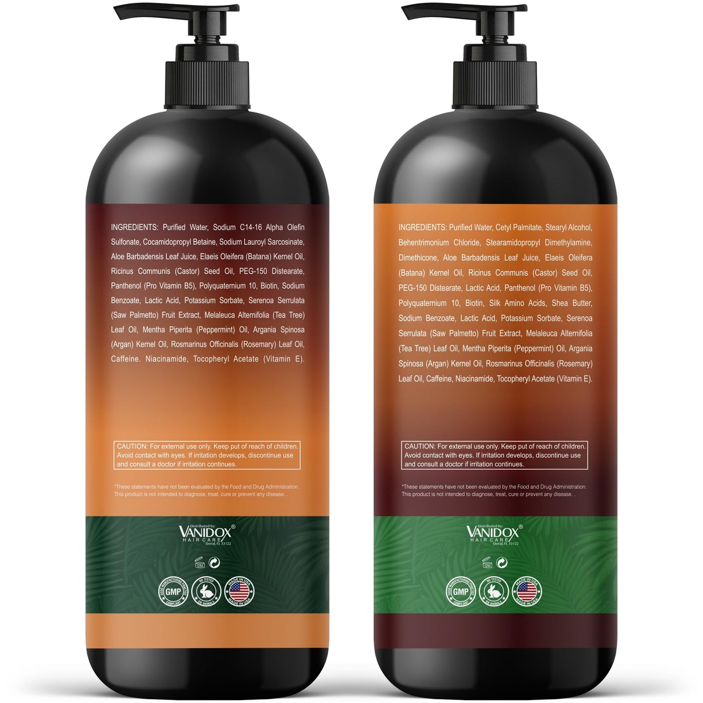 VANIDOX Batana Oil Shampoo and Conditioner Set – Biotin & Niacinamide Infused – Sulfate-Free, Paraben-Free – Moisturizing & Strengthening Hair Care for All Hair Types – 2 x 16 fl oz