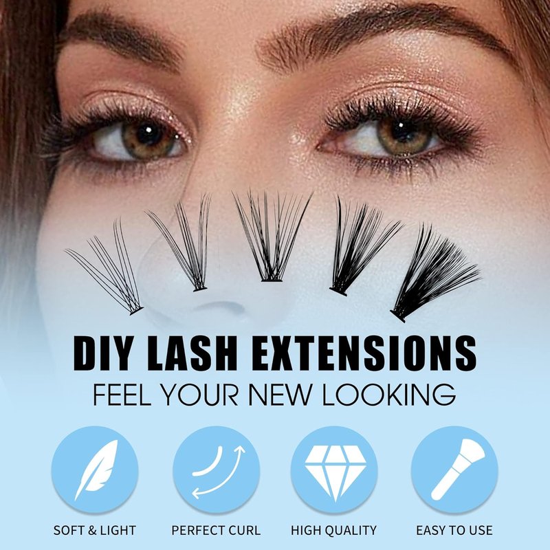 Natural Lash Clusters - 280 PCS D Curl Mink Eyelash Extensions | Soft & Natural DIY Lashes (8-16mm)
