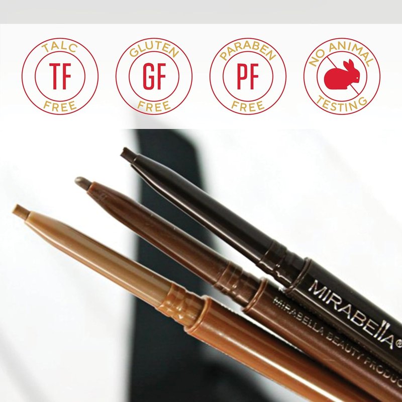 Mirabella Ultra Fine Brow Pencil - Waterproof, Smudgeproof & Blendable Eyebrow Definer | Perfect for Natural Brows