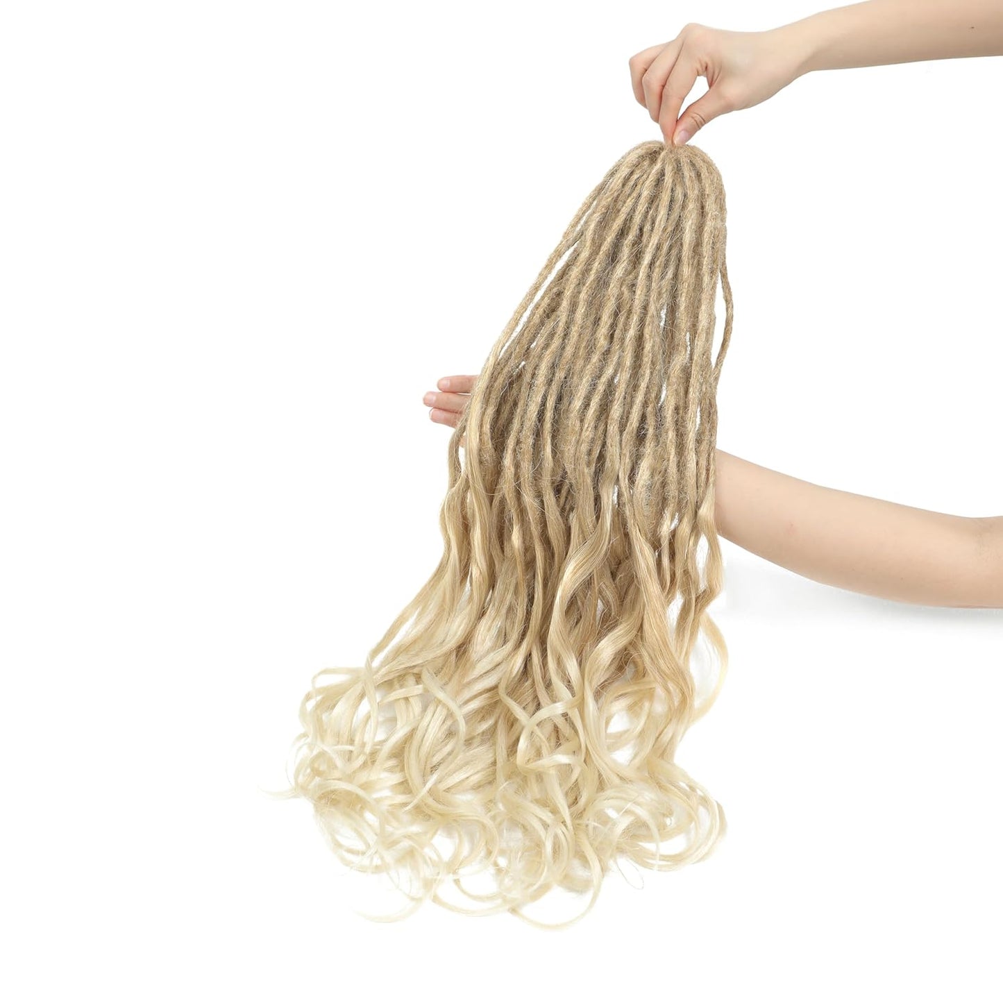 Loose Wave Dreadlock Extensions - Synthetic French Curly Double Ended | 24 Inches, Soft Brown to Blonde