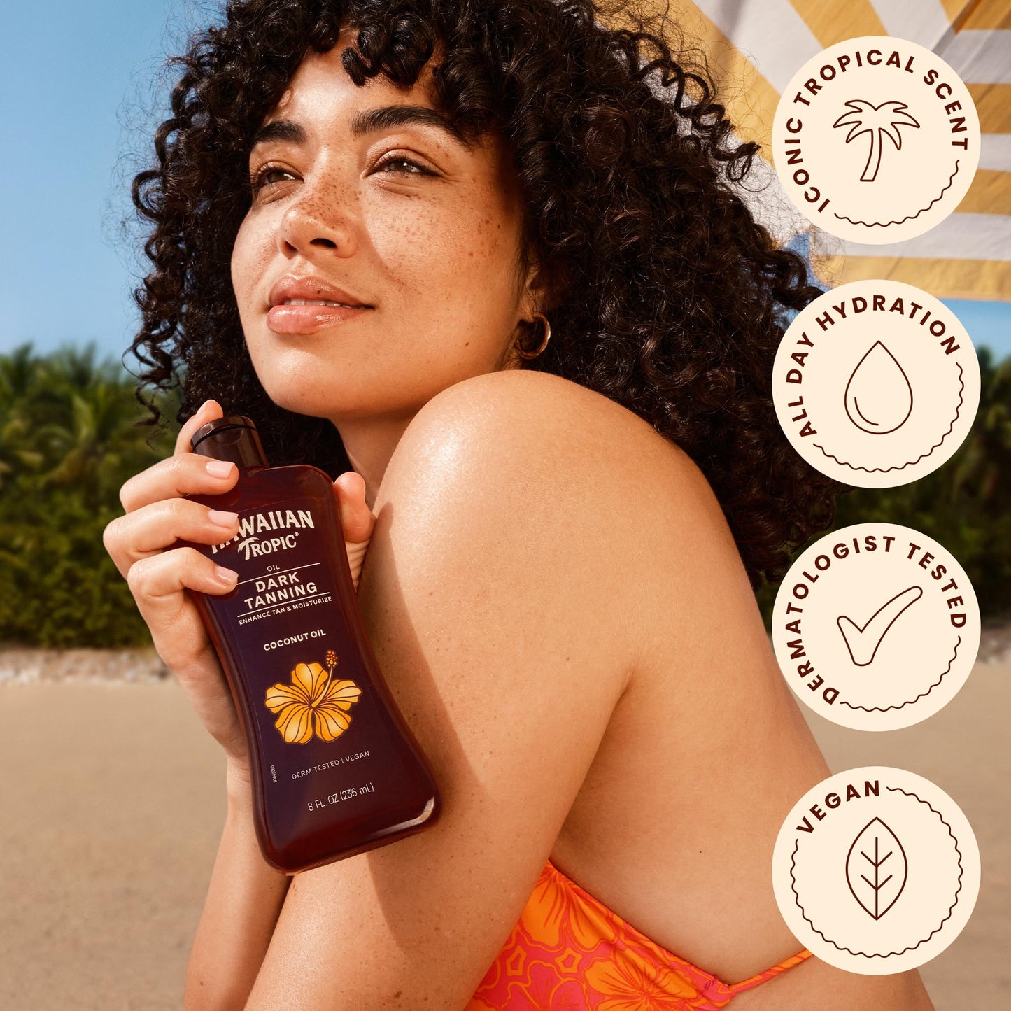 Hawaiian Tropic Dark Tanning Oil, 8 Fl Oz | Moisturizing Body Oil with Cocoa Butter, Tan Enhancer, 8 Fl Oz each Twin Pack