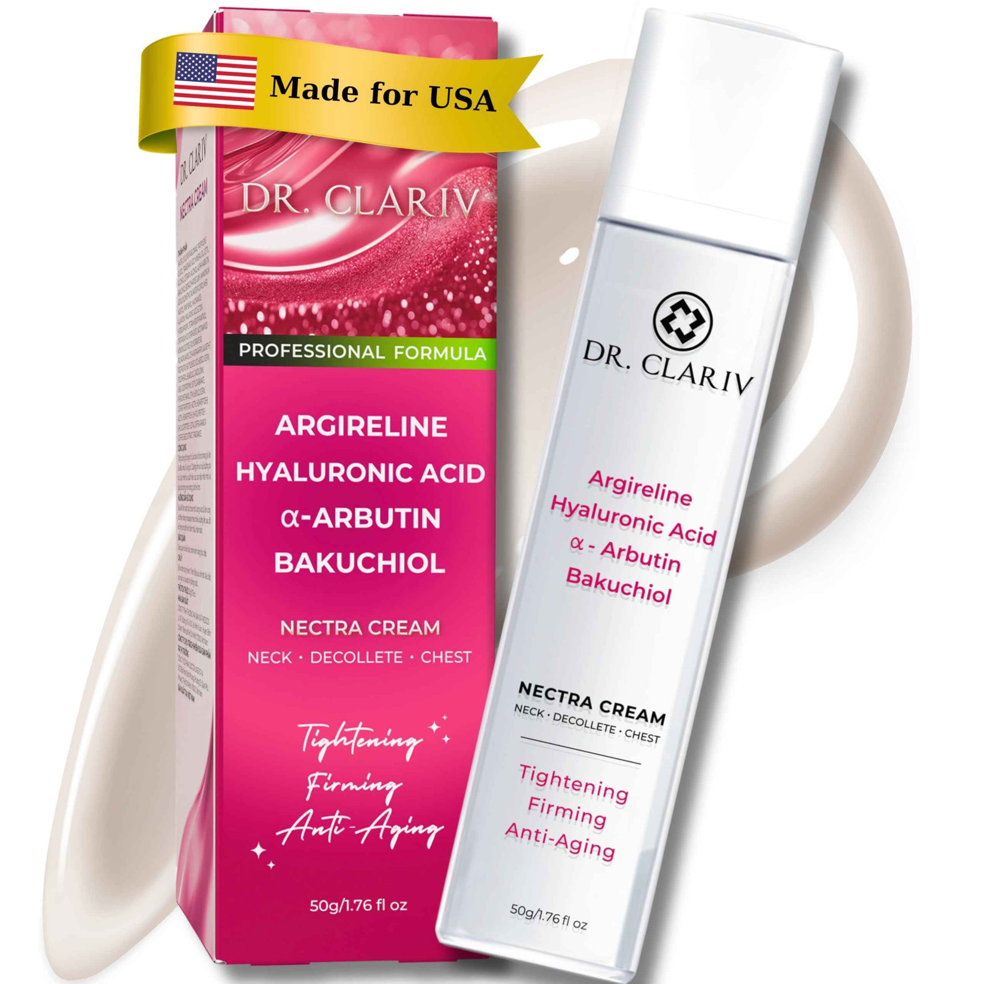 Neck Tightening Cream with Argireline AH-8, Bakuchiol, Hyaluronic Acid & Alpha Arbutin – Firming Moisturizer for Face, Neck & Décolleté – Anti-Wrinkle Cream for Women & Men – 1.76 Oz