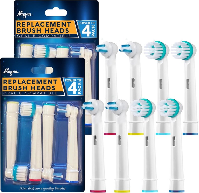 Replacement Brush Heads for Oral-B Electric Toothbrush - 8 Pack Compatible with Pro 1000 & Kids Plus | Orthodontic Design