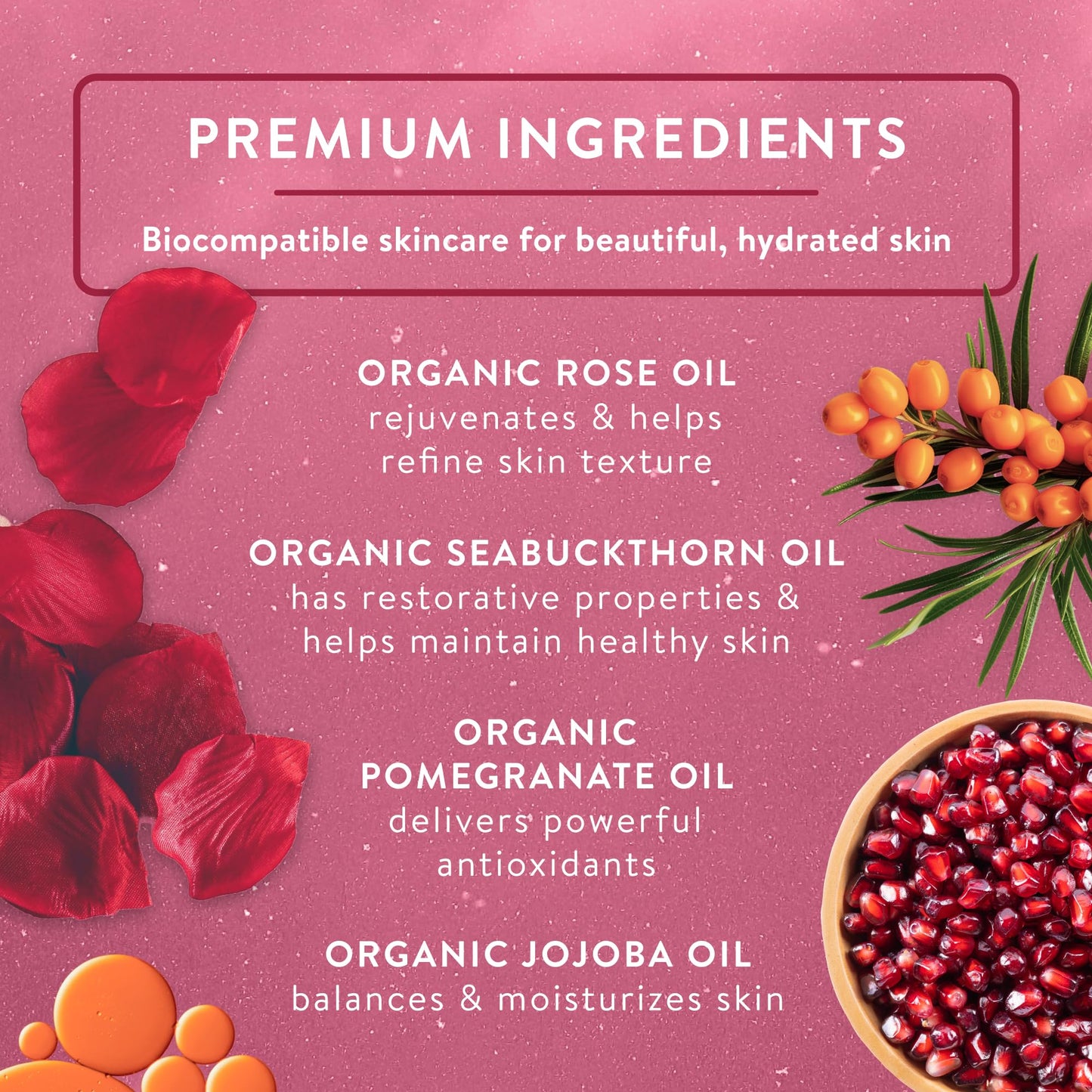 Badger Rose Body Oil, 100% Organic Rose Scented Body Oil, All Natural Body Moisturizer, Organic Jojoba & Rose Oils Soothe Dry Skin, 4 fl oz Glass Bottle