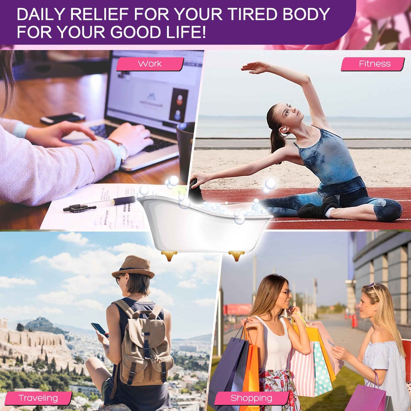 XIWEIOO Bath Salt 3 Pack Kit Himalayan Pink Salt Foot Soak Lavender Orange Rose Scent Tea Tree Oil Epsom Salt Bubble Bath for Women Dead Sea Salt Moisturizing Skin Softens Calluses Mom Bath Sea Salt