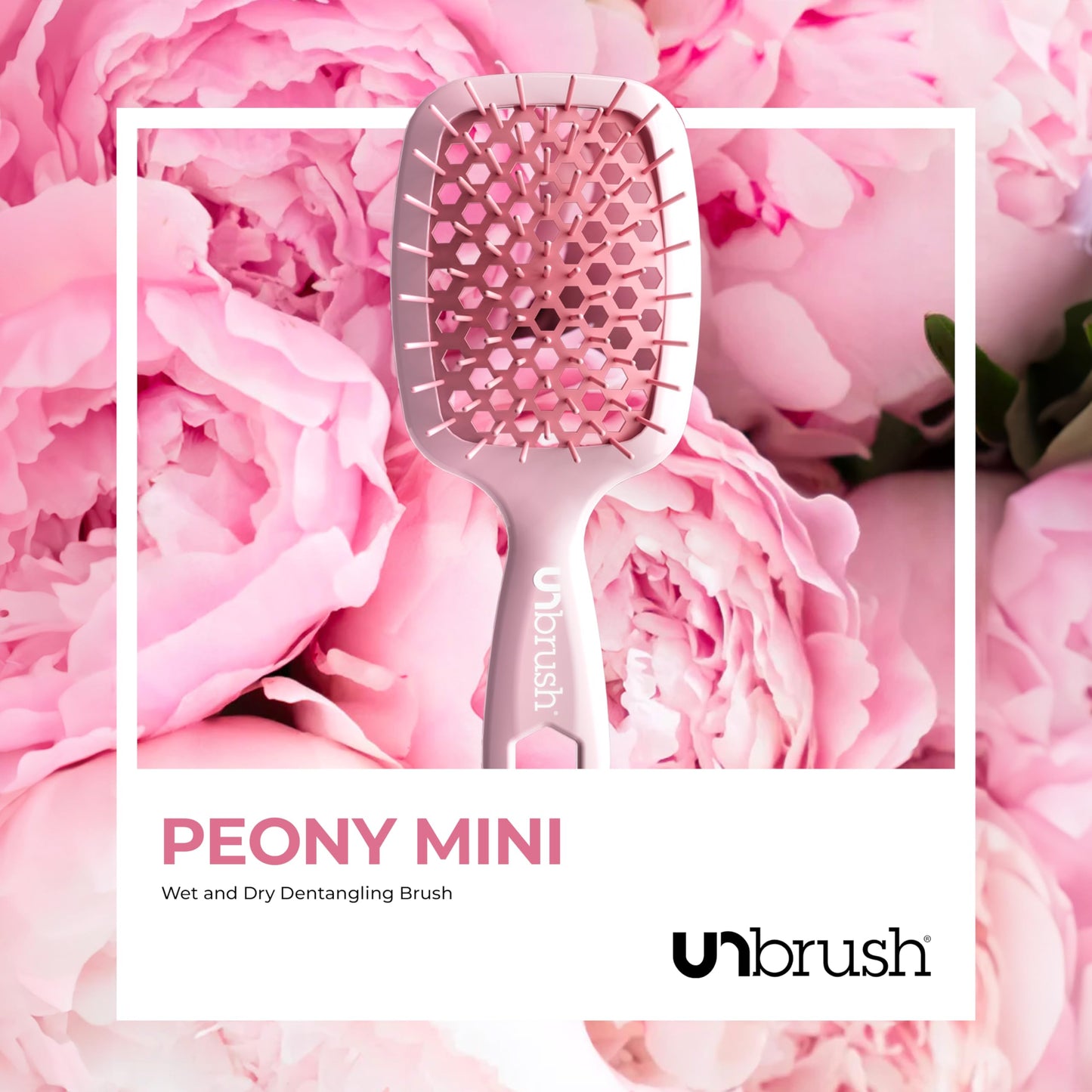 FHI Heat UNbrush Mini Detangler Brush for Pain-Free Brushing on All Wet or Dry Hair Types — Durable Duoflex Anti-Static Bristles, Lightweight Handle, Vented Mini Hair Brush, Peony Light Pink