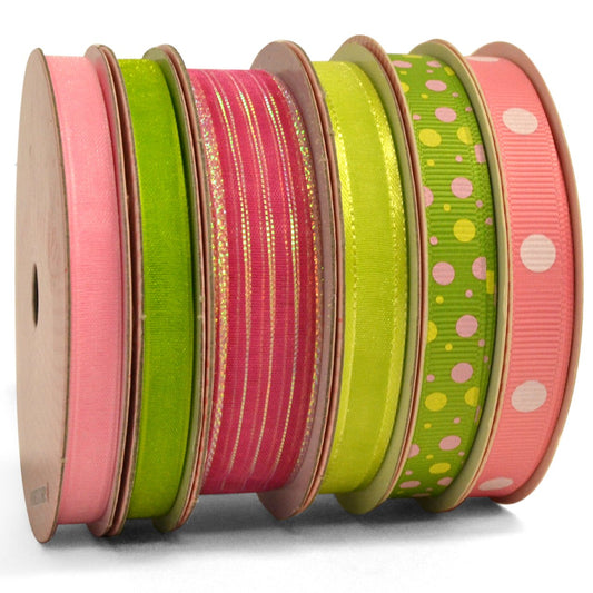 Morex Ribbon 6-Pack Polyester/Nylon Sweet Petite Ribbon, Lady in Pink, 46-Yd