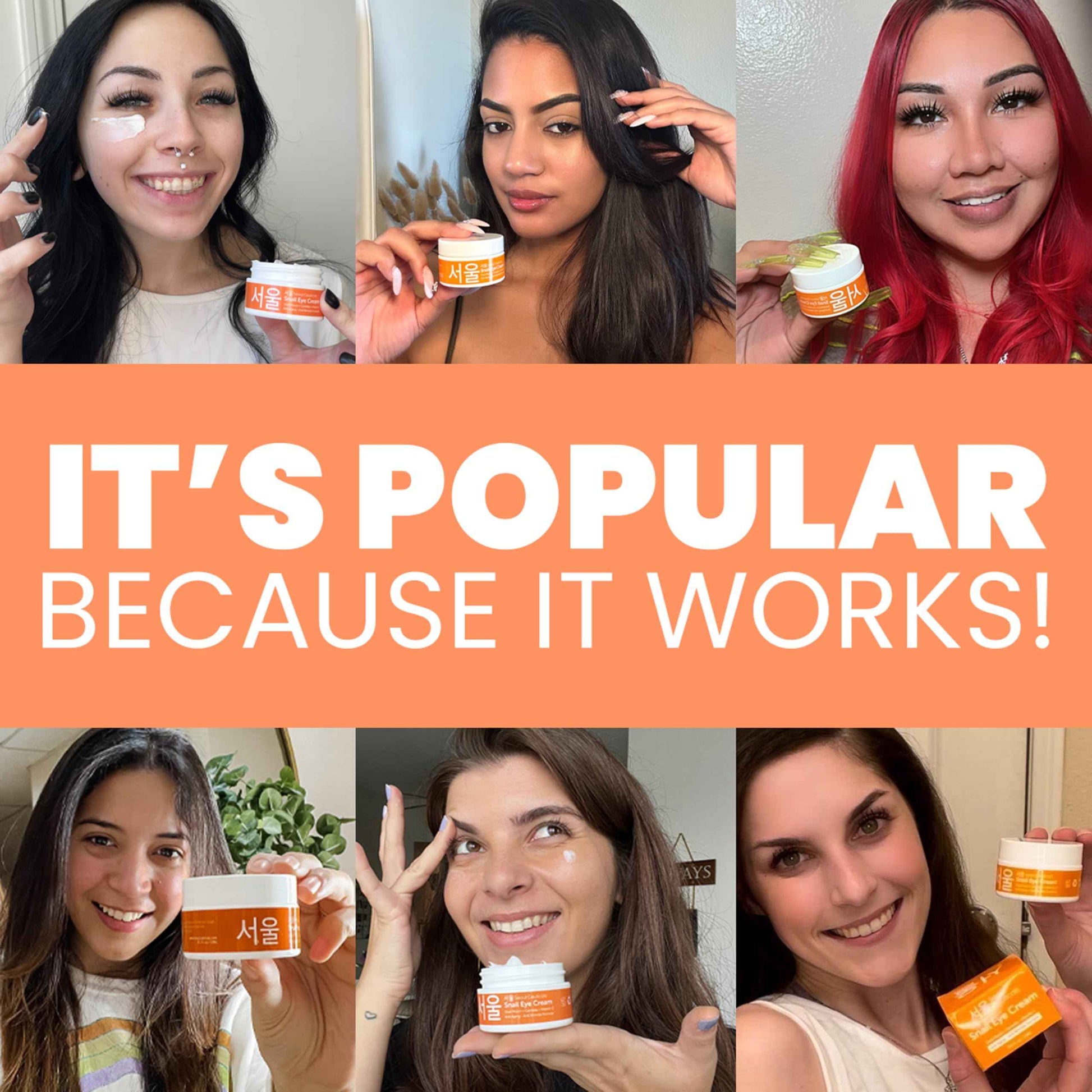 SeoulCeuticals Korean Snail Mucin Eye Cream - 97.5% Snail Filtrate K Beauty Anti Aging Under Eye Anti Wrinkle Eye Treatment Cream 0.5oz